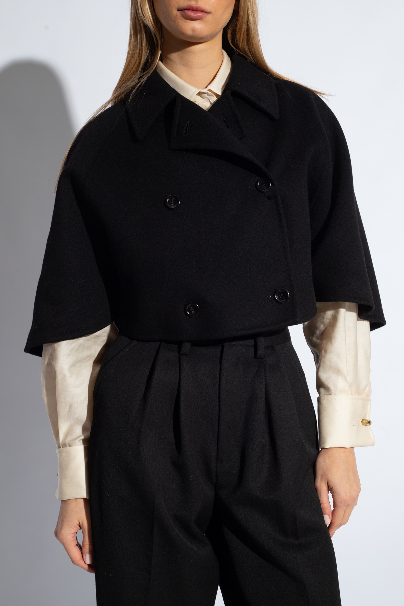 Black 'Volume' short cape Max Mara - SchaferandweinerShops